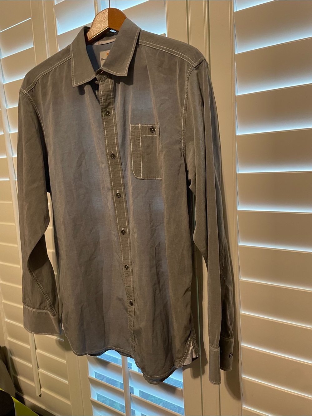 Tommy Bahama button down grey shirt, size L